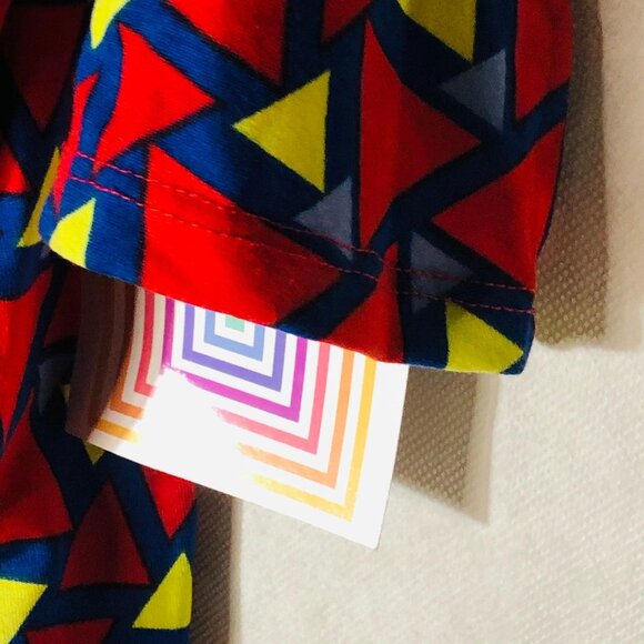LuLaRoe Irma tunic short sleeve geometric red yellow & blue size xxs READ NEW - Picture 9 of 11